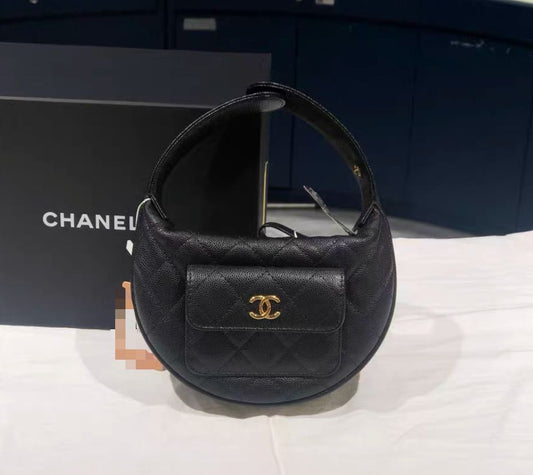 Brand New Chanel mini top handle in black Caviar GHW