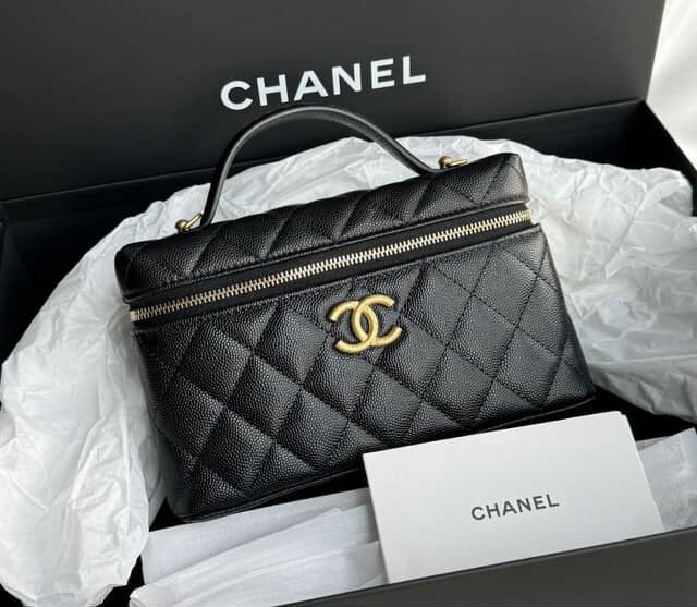 Brand New Chane long vanity in black caviar GHW