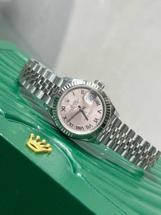 Brand New ROLEX Lady-Datejust 28mm Roman in Oystersteel and White Gold Bezel, Pink Dial, Jubilee Bracelet - year 2024