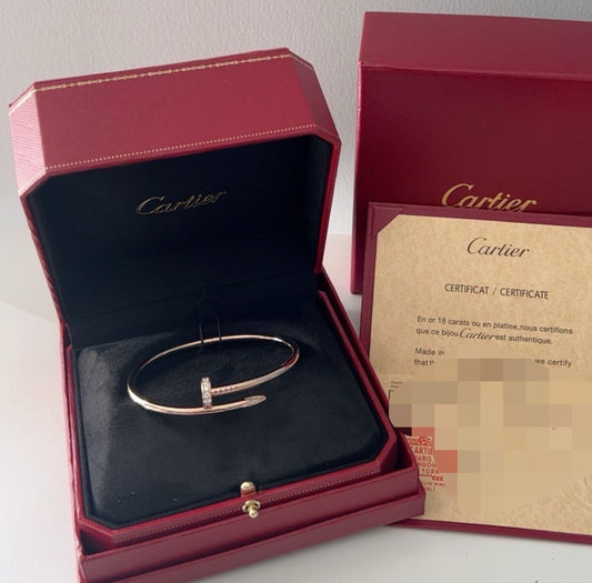 Cartier Juste Un Clou Classic model in 18k yellow gold, diamonds, size 18